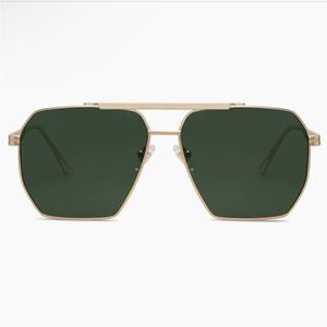Sojos Pioneer Aviator Sunglasses. Gold Frame w/Green Lenses. New (NIB)! Unisex
